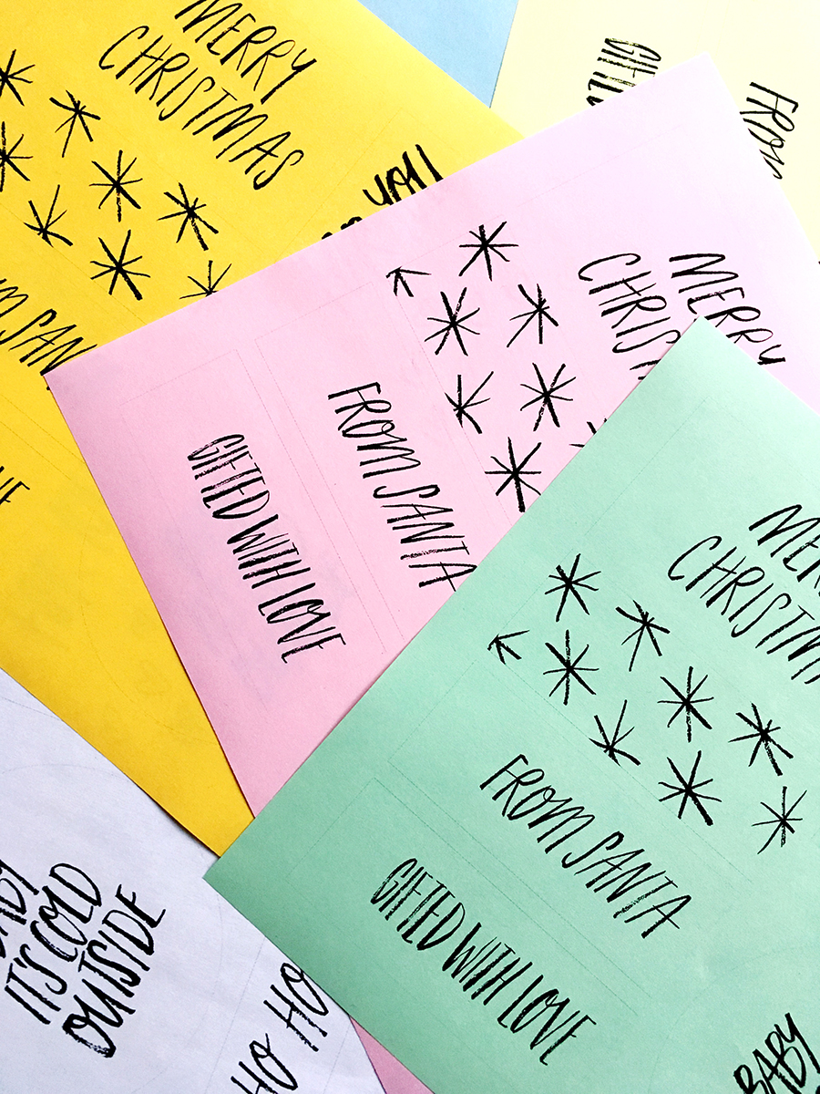 FREE DIY download Holiday Gift Tags, minimal or colourful, custom watercolour type | www.alica-carvalho.com