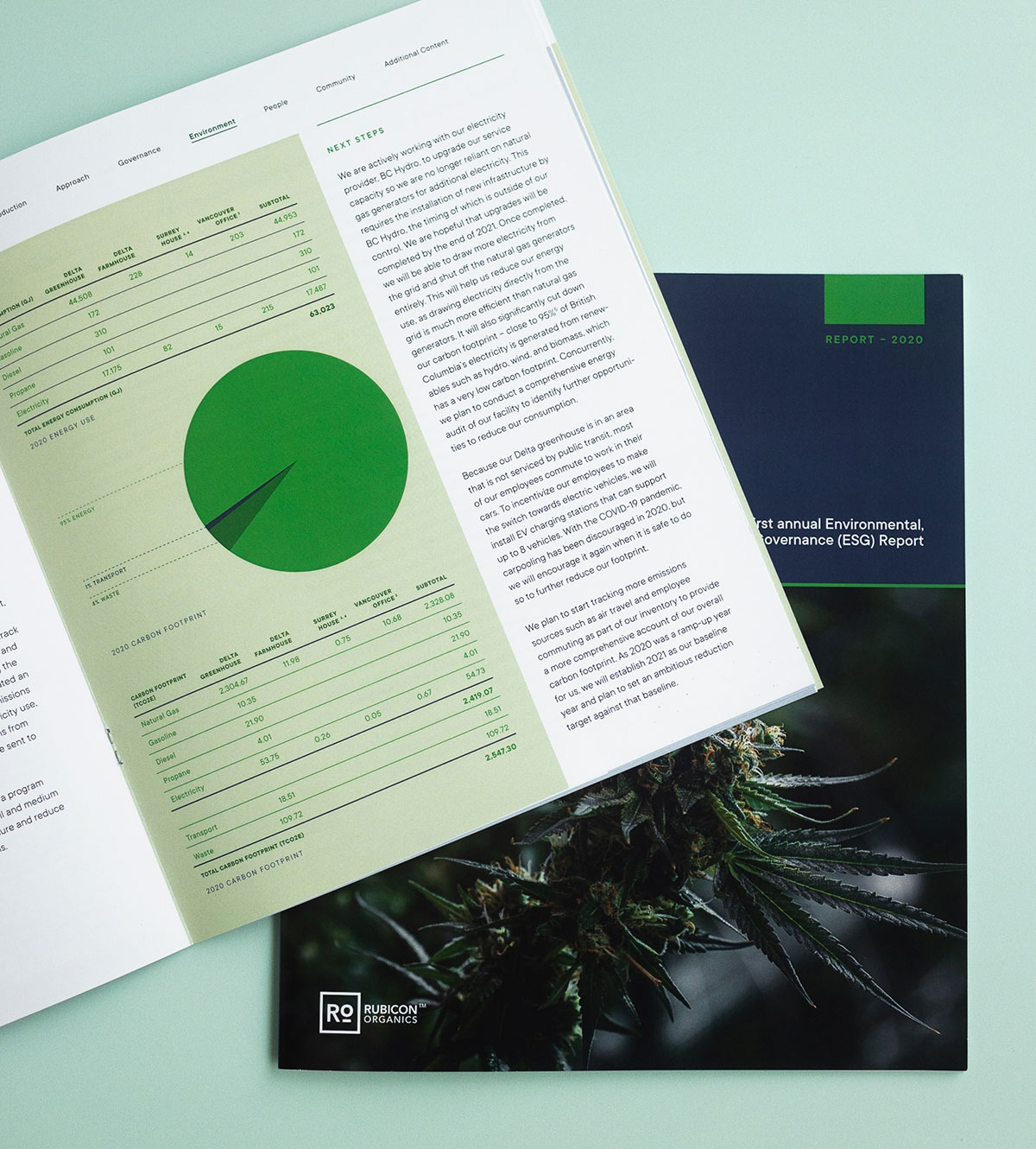 Rubicon Organics Cannabis printed ESG Report Design, layout and editorial report design | www.alicia-carvalho.com