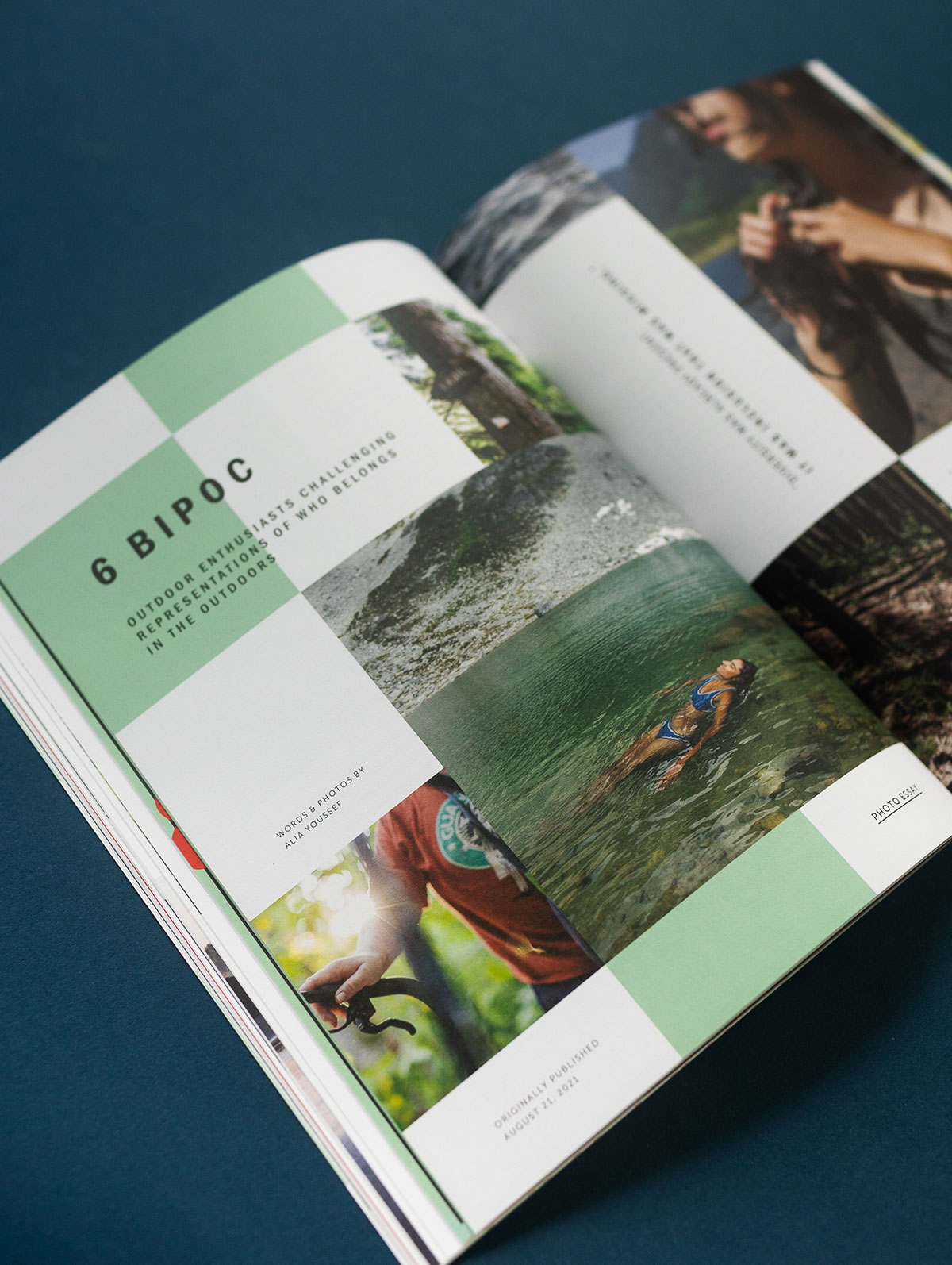 Six BIPOC Outdoor Enthusiasts challenging representation of who belongs in the Outdoors, words and photos by Alia Youssef - 'Diversity was already present. It was inclusion that was missing', Title Page Design, The Narwhal Print Magazine Issue Four  | www.alicia-carvalho.com | www.alicia-carvalho.com