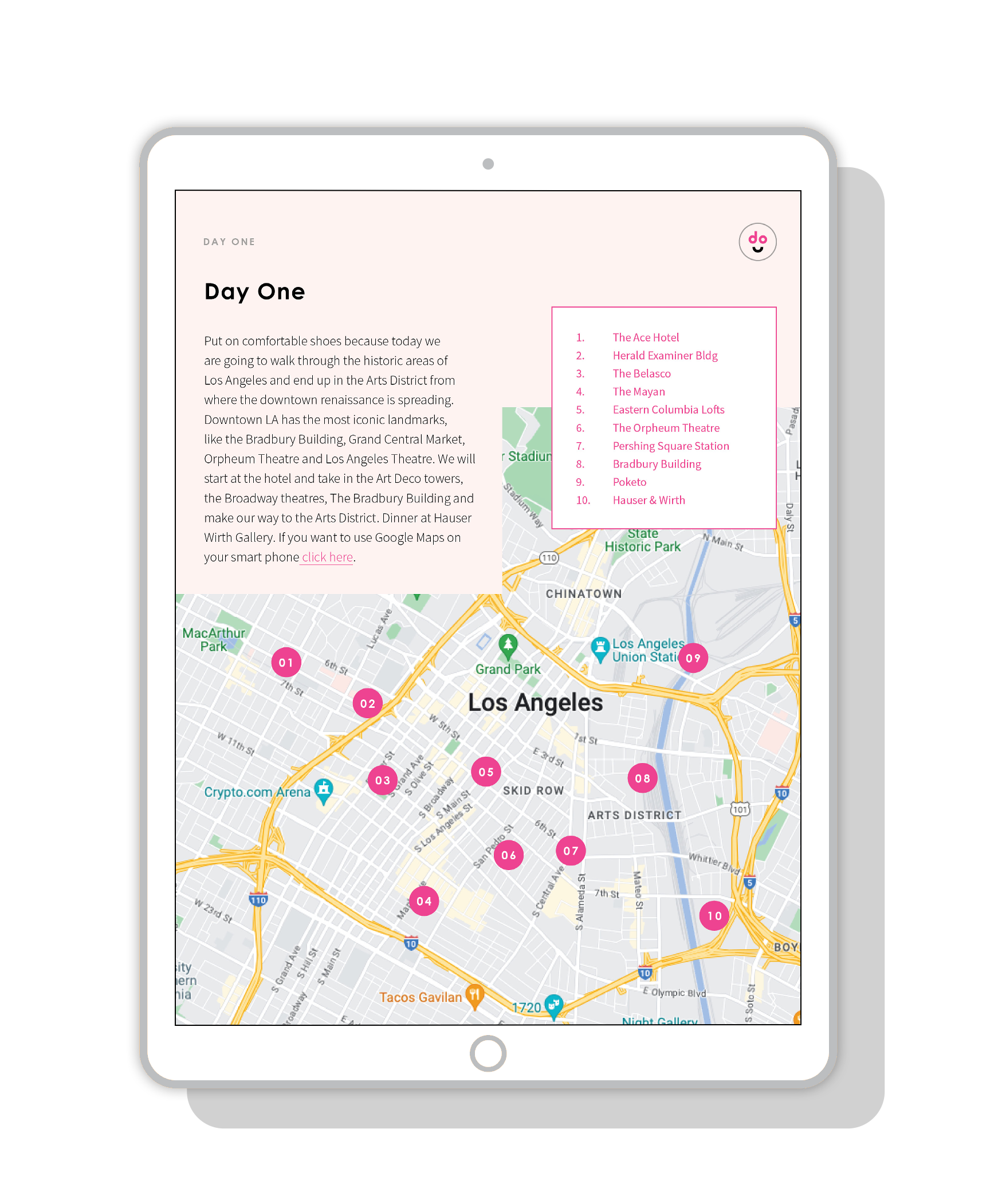 DO Digital Travel Guide: easy to navigate, daily overview with map design | by www.alicia-carvalho.com
