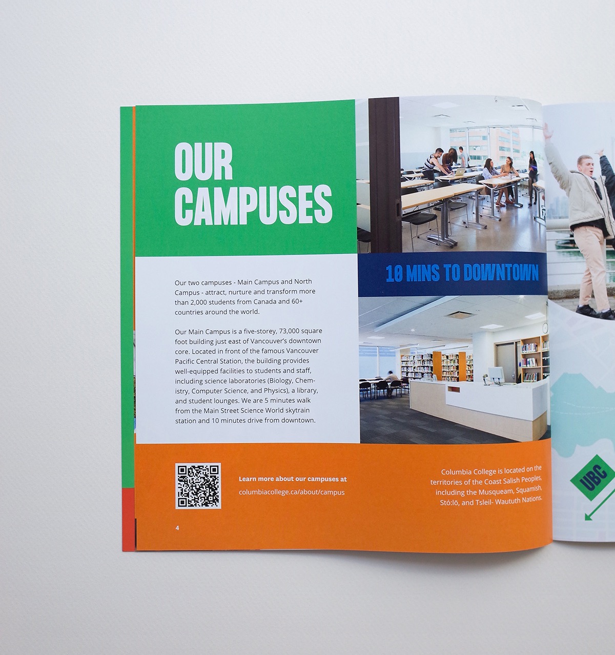 Columbia College Printed Marketing Brochure, location and campus page design | www.alicia-carvalho.com