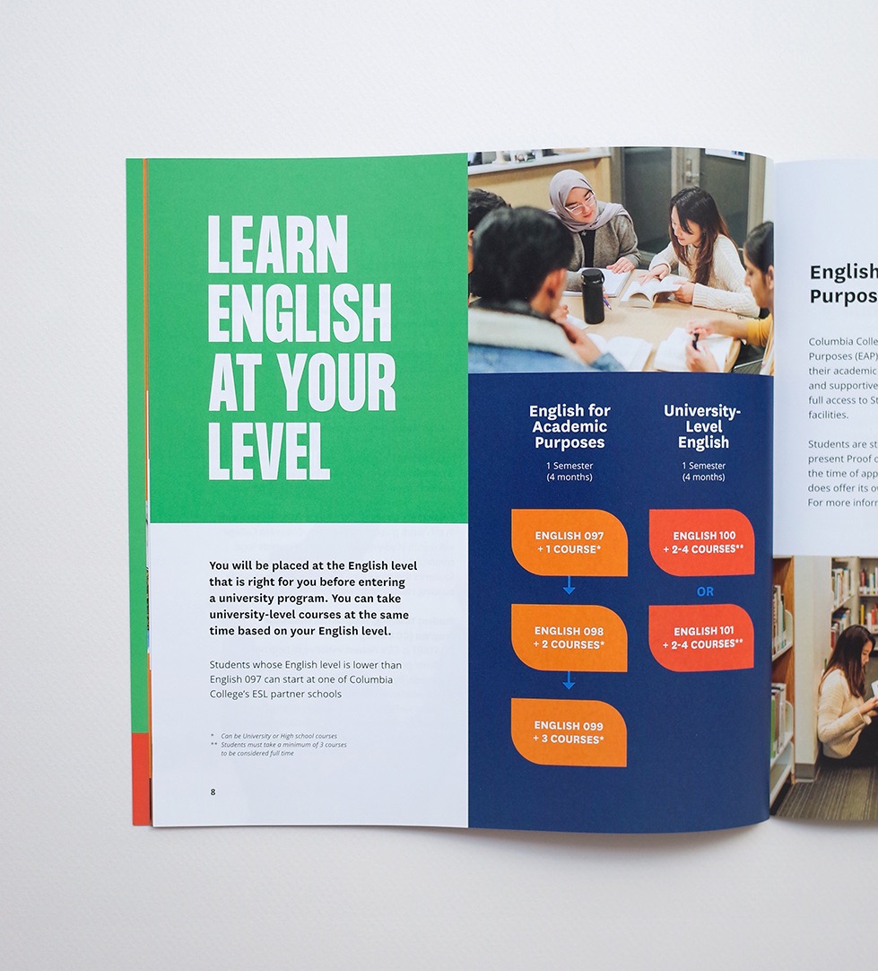 Columbia College, Printed Marketing Brochure, Learn English At Your Level | www.alicia-carvalho.com